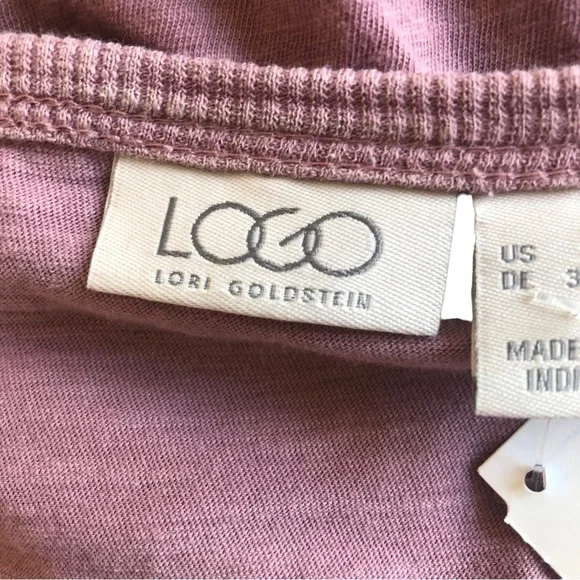 LOGO Lori Goldstein Cotton Tee Women 3X Mauve VNeck Pockets 3/4 Sleeves - Picture 9 of 12